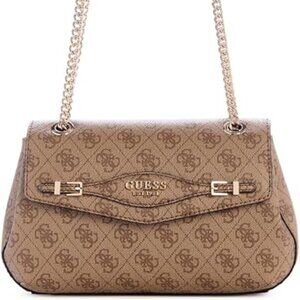 GUESS Women's Katya Convertible Crossbody Flap Shoulder Bag -Brown (NEW)